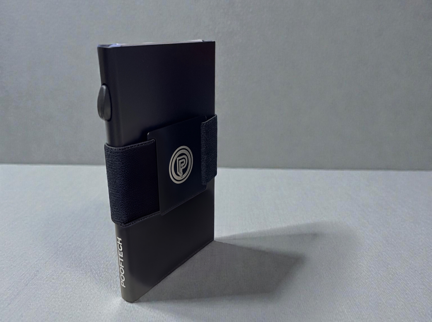PoofTech Slim RFID Wallet front view in Black