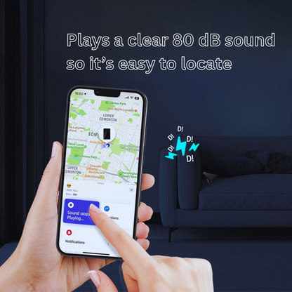 Card tracker connected to Apple Find My app, displayed on an iPhone for real-time location tracking