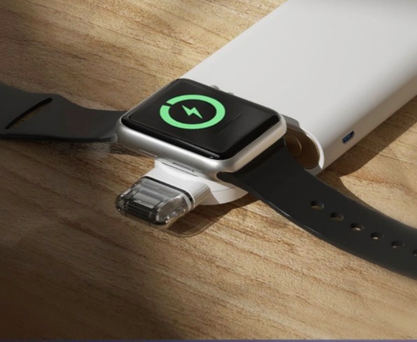 PoofTech Apple Watch magnetic charging puck with USB connector for portable wireless charging