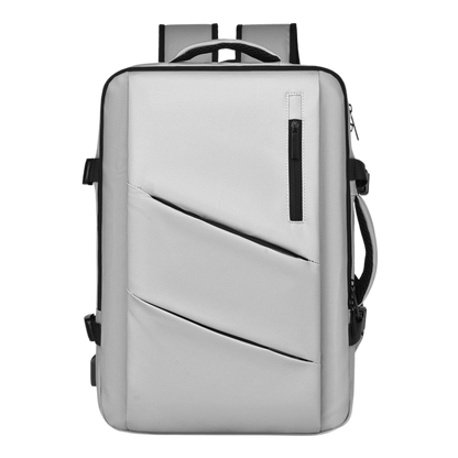 PoofTech Everyday Waterproof Laptop Backpack front view in Light Grey