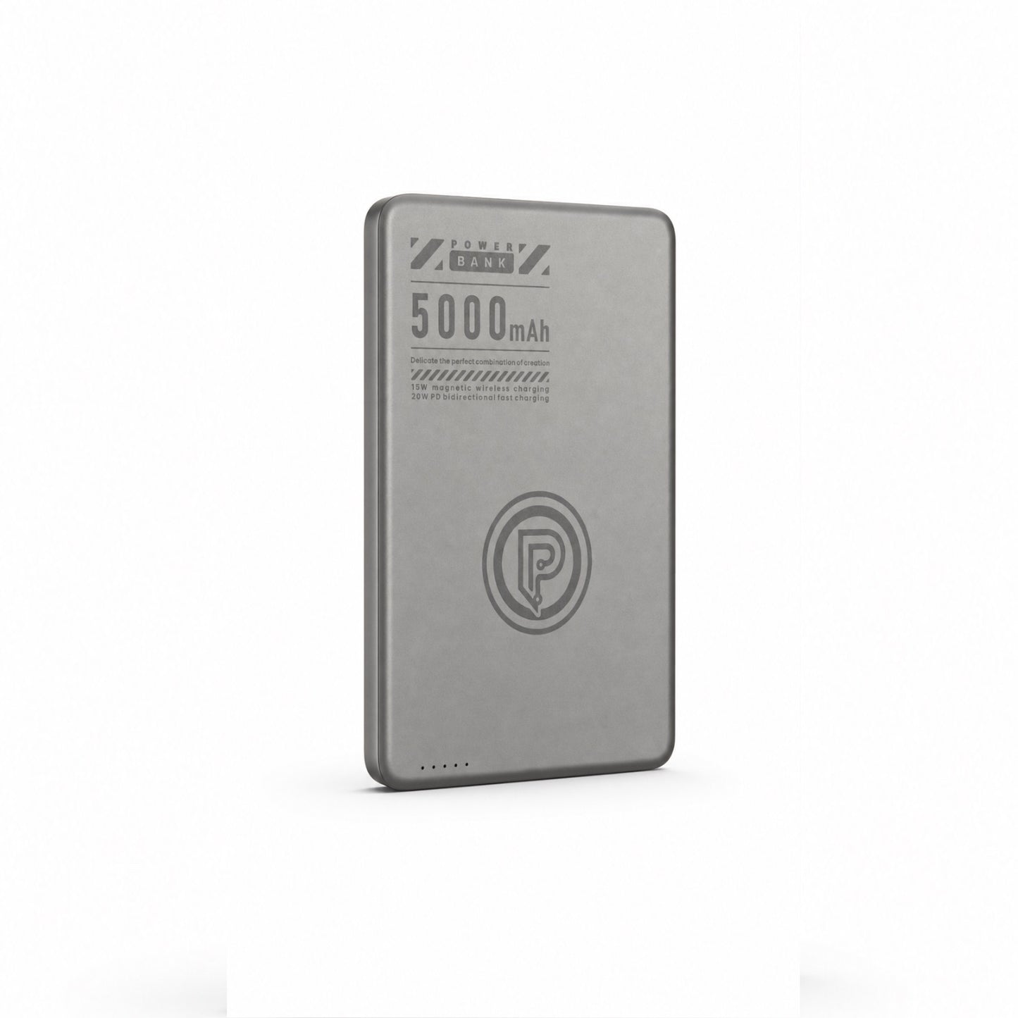 PoofTech Magnetic Ultra Thin Fast Charging Power Bank front view in Gold