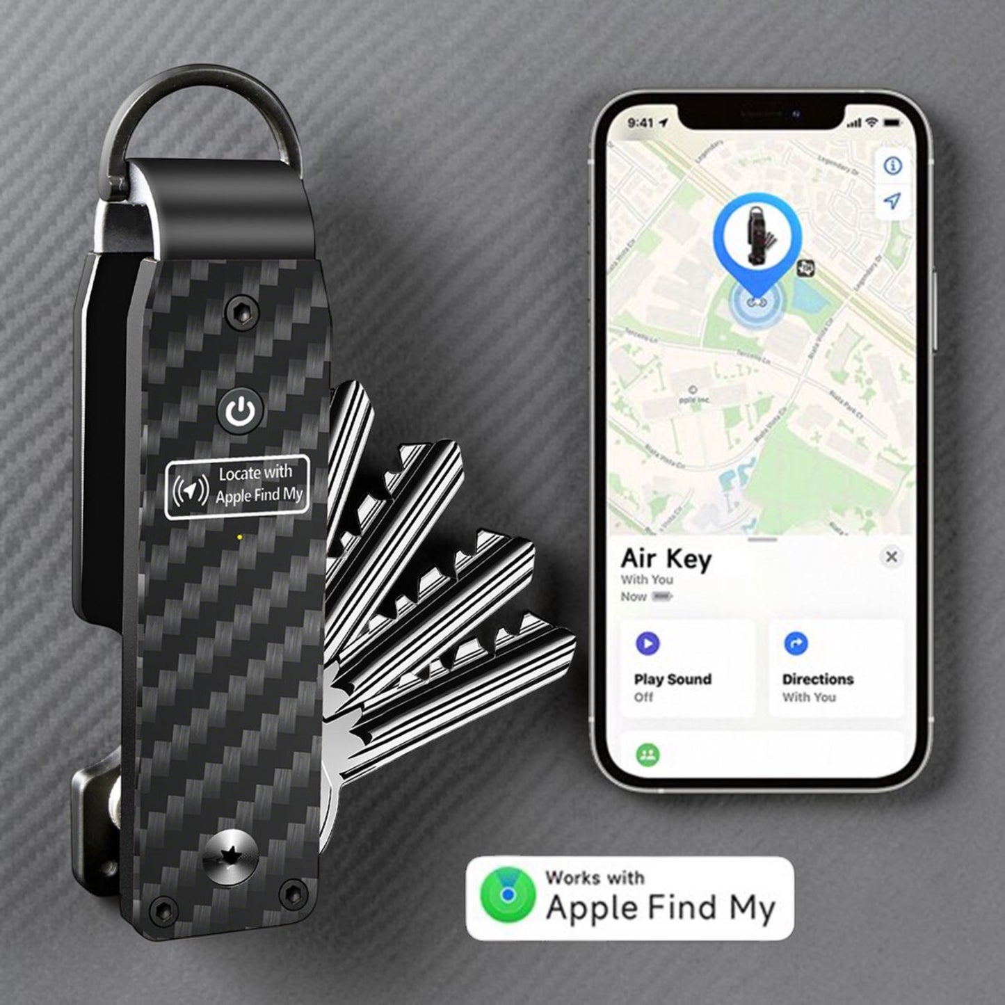 PoofTech Smart Key Organizer with Apple Find My tracking