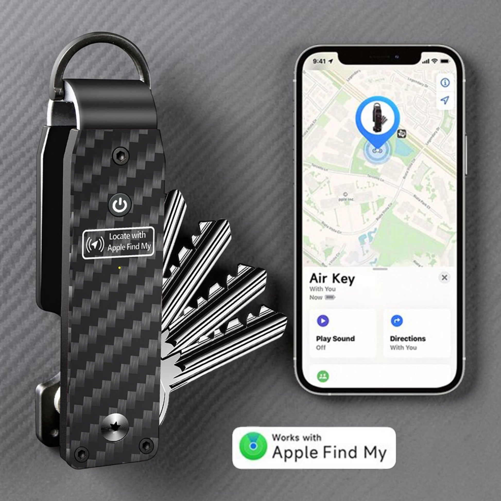 PoofTech Smart Key Organizer with Apple Find My tracking